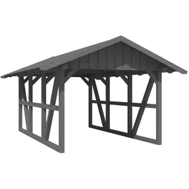 SKANHOLZ Skan Holz Schwarzwald Einzelcarport 4,24 x 6,00 m grau lasiert, wetterfest