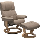Stressless Relaxsessel STRESSLESS Mayfair Sessel Gr. ROHLEDER Stoff Q2 FARON, Classic Base Eiche, Relaxfunktion-Drehfunktion-PlusTMSystem-Gleitsystem, B/H/T: 79 cm x 101 cm x 73 cm, beige (beige q2 faron) Lesesessel und Relaxsessel