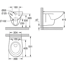 Grohe Bau Keramik Wand-Tiefspül-WC (39427000)