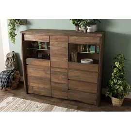 MASSIVMOEBEL24.DE Highboard 166 x 48 x 145 cm Braun geölt