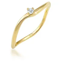 Elli DIAMONDS Verlobungsring Verlobung Welle Diamant (0.03 ct) 375 Gelbgold goldfarben 52 mm