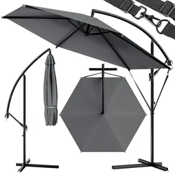 Kingsleeve Sonnenschirm Ampelschirm Alu Ø 330 cm UV Schutz 30+ neigbar Kurbel wasserabweisend anthrazit