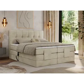 MKS Meble MKS Boxbett, Beige, Textil, 2-Sitzer, H4, 7-Zonen, Rechteckig, 180x200 cm, Schlafzimmer, Betten, Boxspringbetten