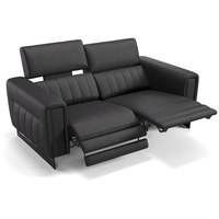 Sofanella 2-Sitzer Leder Lesina, Relaxsofa, Designsofa, Designer Couch, Italienisches Sofa, 2er Sofa schwarz