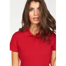 FRUIT OF THE LOOM "Lady-Fit Premium Polo", Damen, Gr. L (40), rot, Piqué, Obermaterial: 100% Baumwolle, unifarben, Basic, sehr figurbetont hüftbedeckend, Rundhals, Rippstrickbündchen, Shirts, Sommershirt, unifarben, aus reiner Baumwolle