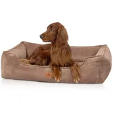 Knuffelwuff orthopädisches Hundebett aus Cord mit Handwebcharakter Nunavut XL 105 x 75cm Braun - Abnehmbarer Bezug - waschbar - für große, mittelgroße und kleine Hunde