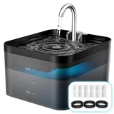 PawPoll Katzenbrunnen, 2,2L Trinkbrunnen für Katze, Super Leiser, Leicht zu Reinigen, Wasserbrunnen für Katzen mit LED und Aktivkohlefilter, BPA Frei, 6 Filter + 3 Schaumstofffilter