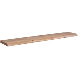 Massives Akazienholz Wandregal, 140 cm, Rustikaler Stil, Baumkante. 140x26x4 cm | Kadima Design