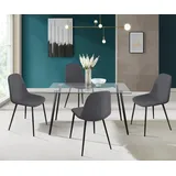 INOSIGN Essgruppe »Danny-Miller«, (Set, 5 tlg., Set 140 cm), Glastisch 140x80 cm mit 4 Stühlen (Cord), Gestell aus Metall,