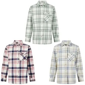 denimfy Damen kariert Baumwolle warm dickes Material Hemdjacke Overshirt DFIsabella Regular Fit Regular Fit Knopfleiste M