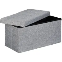 Relaxdays Sitzwürfel Leinen 38 x 38 x 76 cm Grau