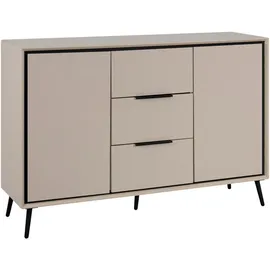 Livetastic Kommode Sideboard 135 x 90 x 38 cm Sand / Schwarz