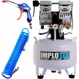 Implotex 850W Silent Flüsterkompressor Druckluftkompressor 55dB leise ölfrei Kompressor inkl. Ausblaspistole und Druckluftschlauch