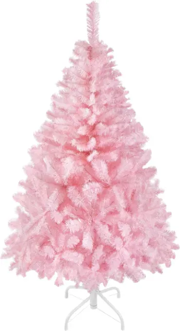 Yaheetech Künstlicher Weihnachtsbaum, 1,83 m (6 FT), klappbarer Stand, lebensechter Dekorations-Weihnachtsbaum mit 598 PVC-Spitzen, Rosa