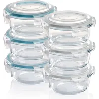 GRIZZLY Glas Frischhaltedosen, Set 6x 400 ml, luftdicht, rund,