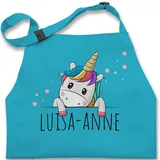 Kinderschürze Schürze Kinder Jungen Mädchen - Einhörner - Geschenk Einhorn Süß - 7-14 Jahre - Türkis - malschürze schule kinderbackschürzen unicorn name unicorno kochschürze girls apron - 7-13 Jahre