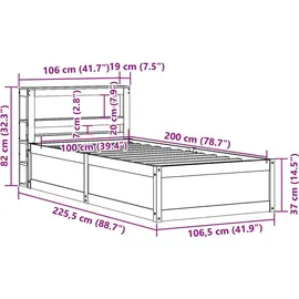 vidaXL Massivholzbett 100 x 200 cm Braun