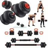 Yoleo Hantelset Verstellbare Hanteln, 5 in 1 Geräuschloses Anti-Kollisions-Luftkissen mit Anschlussstück Professionell Dumbbell Set 4-20kg für Workout, Fitnesstraining Männer/Frauen Upgrade 2.0