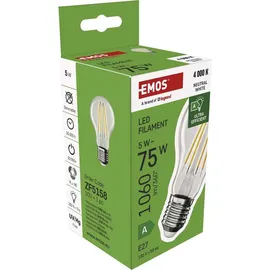 EMOS LED Lampe Filament A60 A Klasse Vintage-Birne mit E27 Sockel, Helligkeit 1060 lm, Neutralweiß
