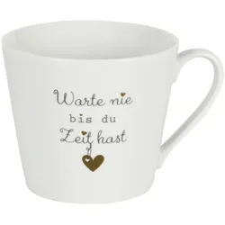 Krasilnikoff Happy Cup Tasse, Warte nie bist du Zeit hast, Ø 10, Höhe 9 cm