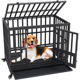 Vevor Hundekäfig 95×65×81cm Hundebox aus Rostfreiem verzinktem Stahlrohr mit elektrostatischer Lackierung Hundegitterbox mit 3 Türen und abnehmbarer Auffangschale Hundetransportbox Transportkäfig