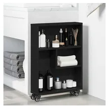 vidaXL Schmaler Aufbewahrungswagen Schwarz Eichen-Optik 868090