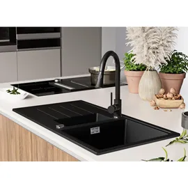 Primagran Kopenhagen Duo S001 rechts Einbau Granit schwarz Handbetätigung 900 x 500 mm