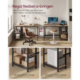 VASAGLE Computertisch Schreibtisch mit 2 Regale 120 x 75 x 60 cm - Braun