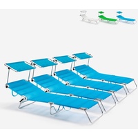 4er Set Strandliegen Liegestühle Sonnenliegen Klappbar aus Aluminium Cancun