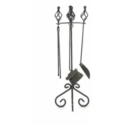 Markone Kaminbesteck Z122 schwarz 26x36x79 cm mit Schaufel, Schürhaken, Besen und Zange