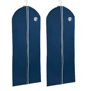 WENKO Kleidersack Air, für Reisen oder zum Verstauen, mit praktischem Sichtfenster & durchgehendem Reißverschluss, schützt vor Motten, Staub & Schmutz, atmungsaktives Vlies-Material, 60x150 cm, Navy