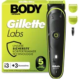 Gillette Labs Body + Intimate Trimmer Herren mit SkinFirst-Technologie — Intimrasierer Mann für Körper & Intimbereich, Wasserdichte — Schwarz/Grün