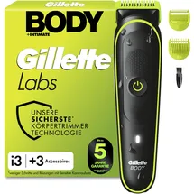 Gillette Labs Body + Intimate Trimmer Herren mit SkinFirst-Technologie — Intimrasierer Mann für Körper & Intimbereich, Wasserdichte — Schwarz/Grün