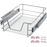 Tectake tectake® Teleskopschublade, verchromt, verstellbare Breite, einfache Montage