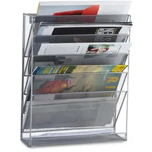 Relaxdays Zeitschriftenhalter Wand, silber