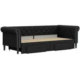 vidaXL Tagesbett Ausziehbar mit Schubladen Schwarz 90x200cm Kunstleder