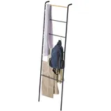 Yamazaki 2813 TOWER Lehnende Kleiderleiter, Schwarz, Stahl/Holz, Minimalistisch, 45 x 24 x 160 cm