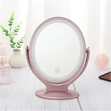 Doppelseitiger Vergrößerungsspiegel (1x/7x), Kosmetikspiegel Mit 21 Leds, 360°-drehung, 3-stufig Dimmbarer Touchscreen, Usb-aufladbar, Beleuchteter Reisespiegel