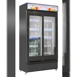 CombiSteel Mobiler Flaschenkühlschrank mit 2 Glas-Schiebetüren Getränkekühlschrank Kühlschrank Gastro 780 L +2/10°C ISO 45 mm