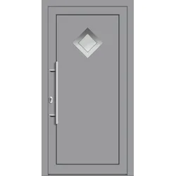 Aluminium-Kunststoff Haustür "CAROLINE" 74 mm Maßanfertigung Silbergrau RAL 7001 innen öffnend DIN links