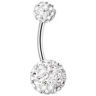 Paletti Bauchnabelpiercing Bauchnabelpiercing aus Chirurgenstahl transparenten Kristallen, Kugeln mit vielen klaren Steinen