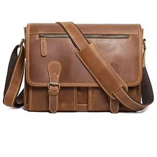 YUBRO-STUDIO Umhängetasche Herren Leder Messenger Tasche Braun Retro Crossbody Umhängetasche braun
