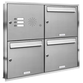 AL Briefkastensysteme 3er Premium Edelstahl Briefkastenanlage Silber