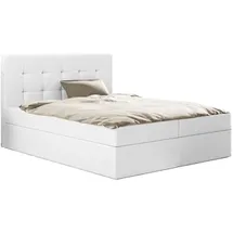 kaiser möbel Boxspringbett mit matratze und bettkasten, Schlafbett LUDANO stoff Cayenne Weiß, 160x200 cm, H2-Pocket