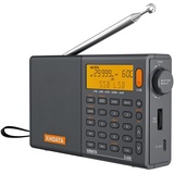 XHDATA D-808 Tragbares Digitales Radio UKW-Stereo/KW/MW/LW SSB RDS Air Band Multi-Band-Radio Lautsprecher mit LCD-Anzeige Wecker Externe Antenne und 2000 mah Chargeable Batterie (Grau)