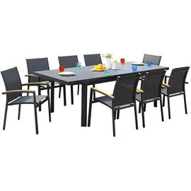 vente-unique Nauru Garten-Essgruppe ausziehbar 180/240 cm grau