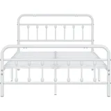 Yaheetech - Bettrahmen Vintage Stil 140 x 200 cm Metallbett Bettgestell aus Metall mit Lattenrost, Modern Gästebett Jugendbett, Weiß