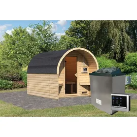 Karibu Fasshaus "lfe" inkl. 9 kW Ofen + ext. Steuerung + Dachkranz