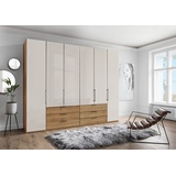 Wiemann Falttürenschrank »Monaco«, Schränke Gr. B/H/T: 295,3 cm x 236 cm x 58 cm, 6 St., braun (bianco, eiche, nachbildung, glas champagner) Drehtürenschrank Kleiderschrank Drehtürenschränke