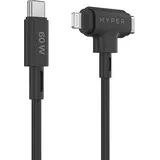 Targus HyperJuice USB-C und Lightning Hybrid-Silikonkabel (1,5m) - Schwarz
